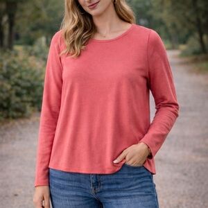 Ann Taylor Coral Merino Blend Sweater XL Button Back Lightweight Knit